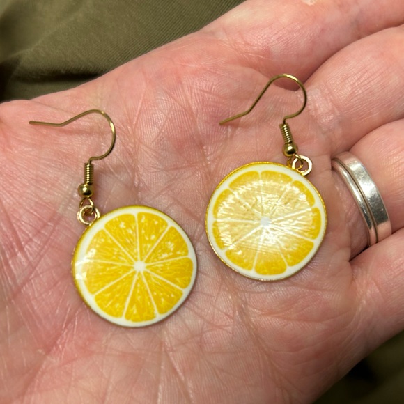 Handmade Lemon Slice Citrus Earrings - 1” Drop - New - Picture 2 of 2